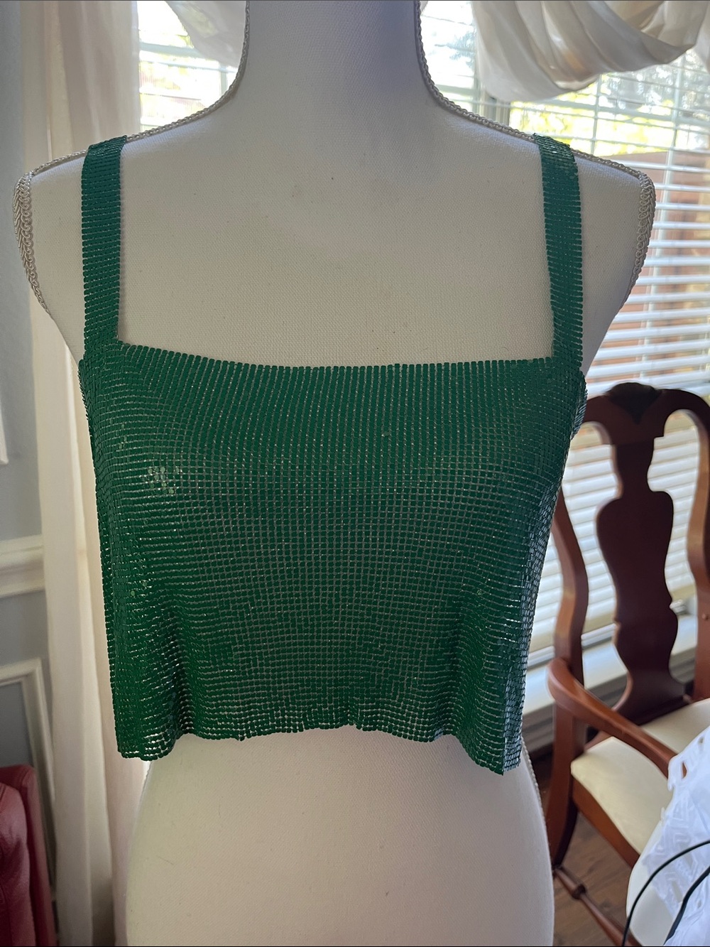 Forever 21 Emerald Green Mesh Cropped Tank